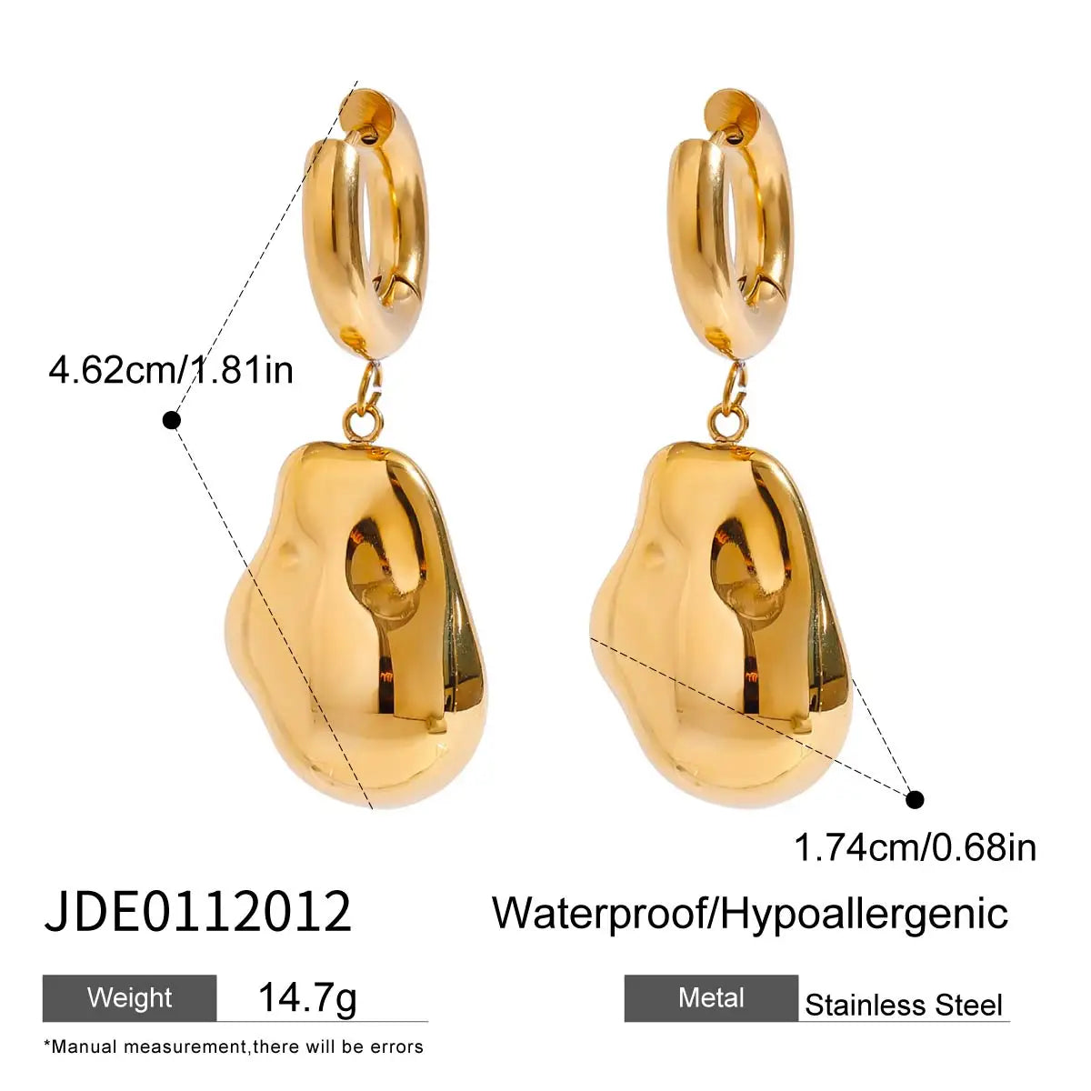 Abstract Teardrop Dangle Gold