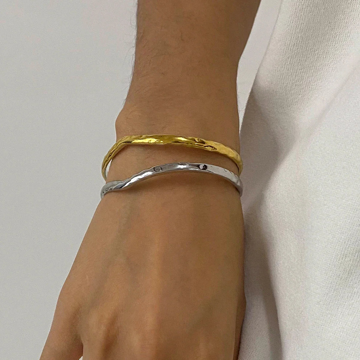 Dual-Tone Hammered Open Cuff