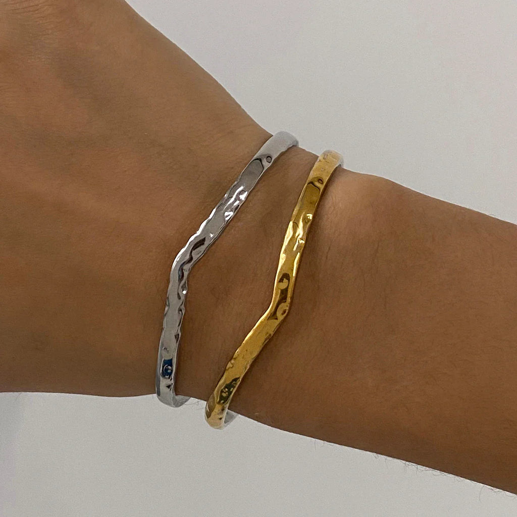 Dual-Tone Hammered Open Cuff