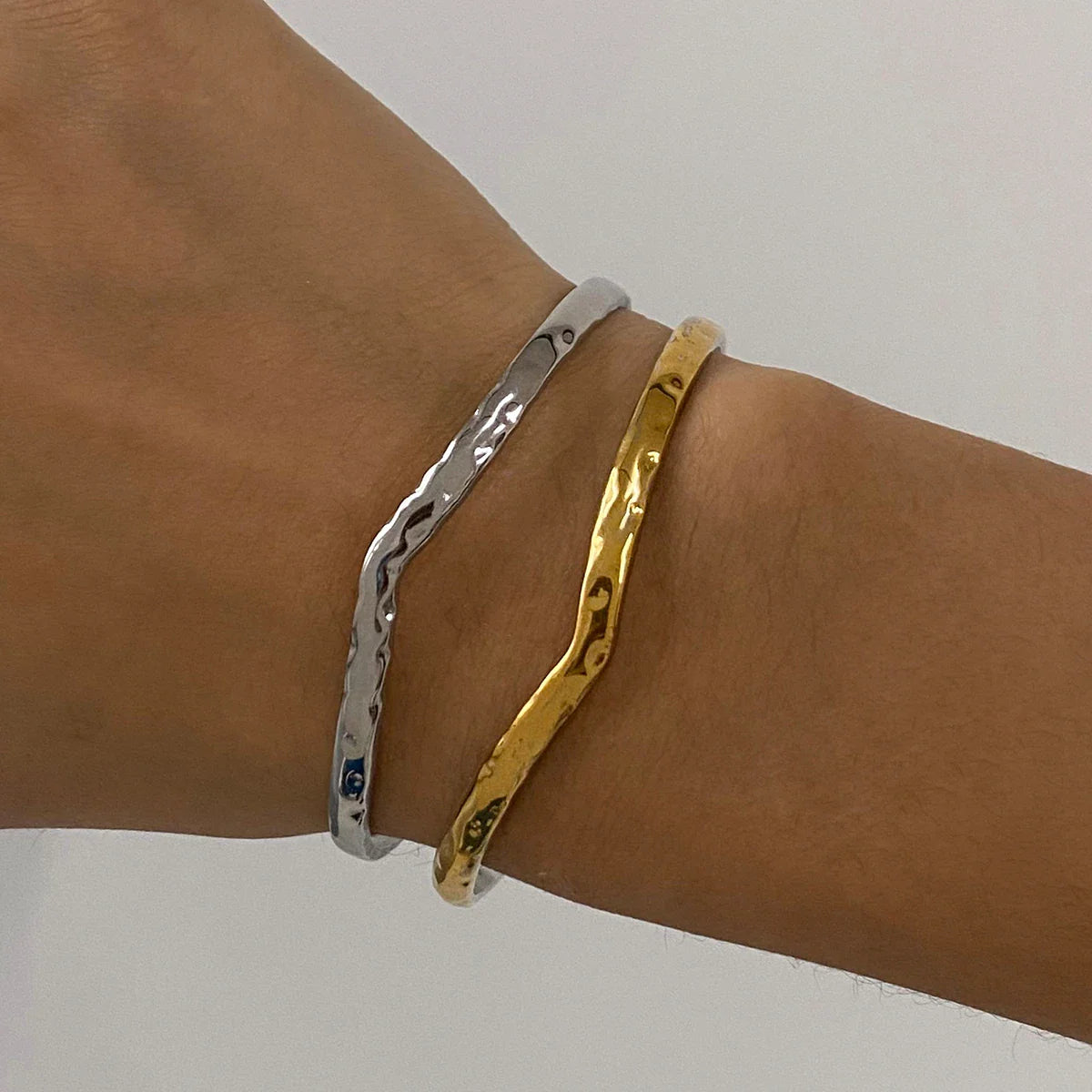 Dual-Tone Hammered Open Cuff