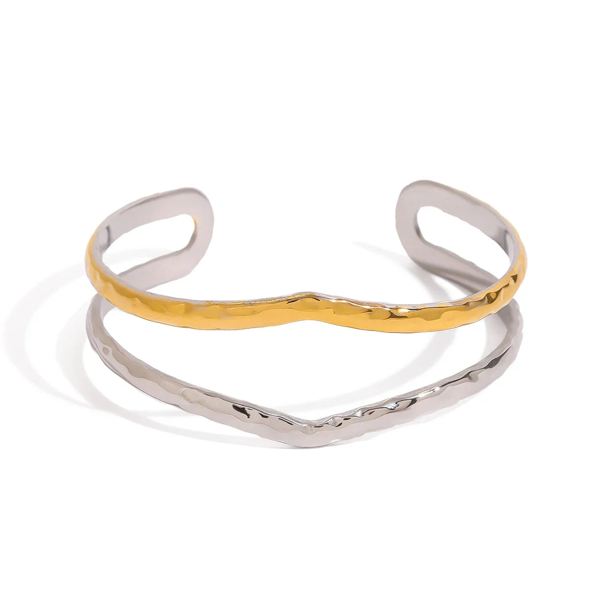 Dual-Tone Hammered Open Cuff