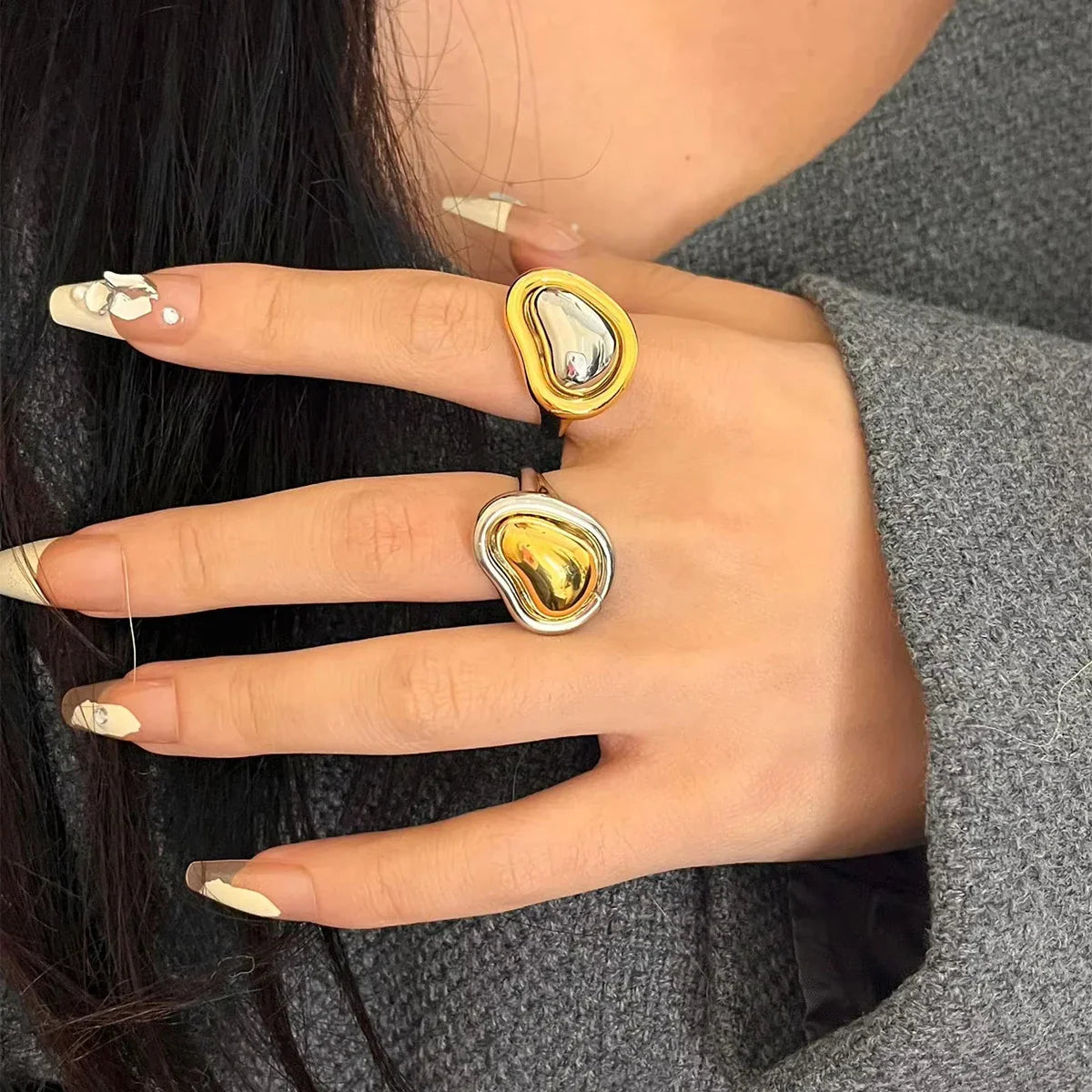 Gold-Silver Abstract Ring