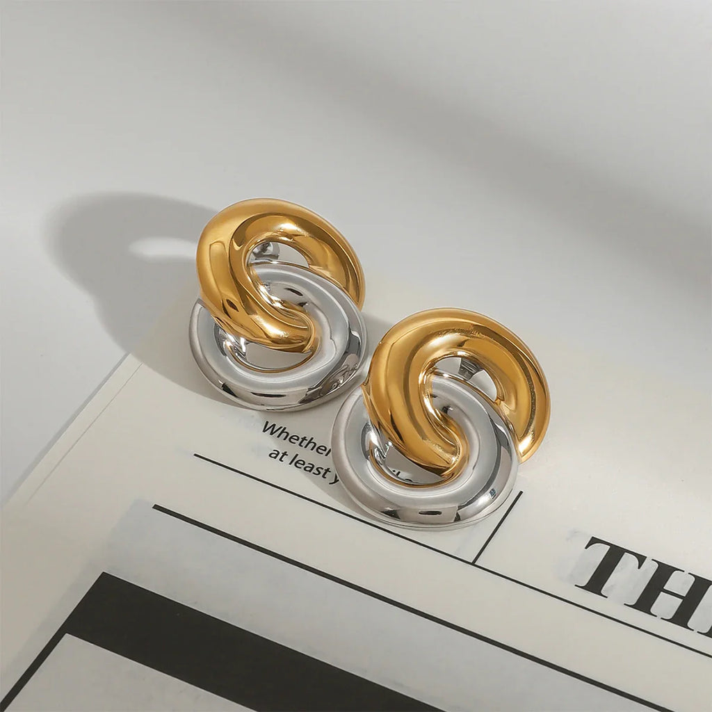 Dual-Tone Interlinked Earrings