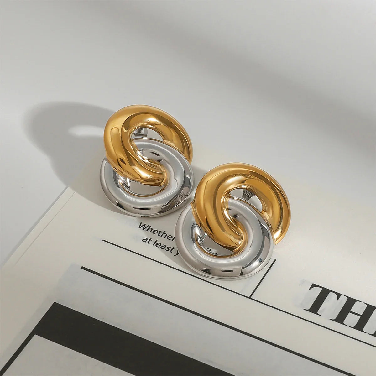 Dual-Tone Interlinked Earrings