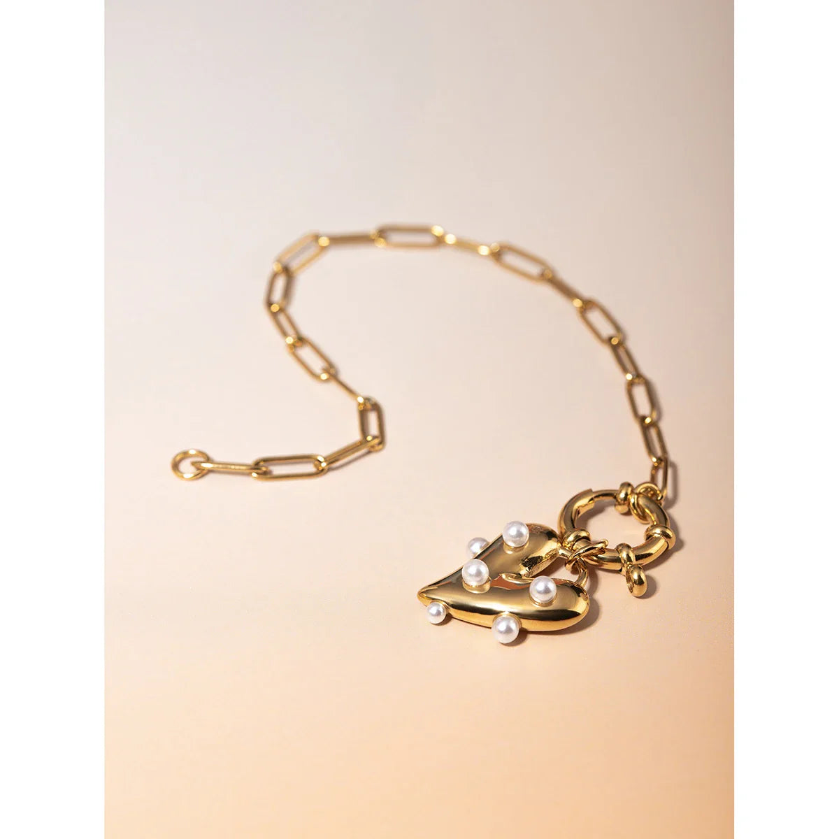 Pearl Heart Link Bracelet