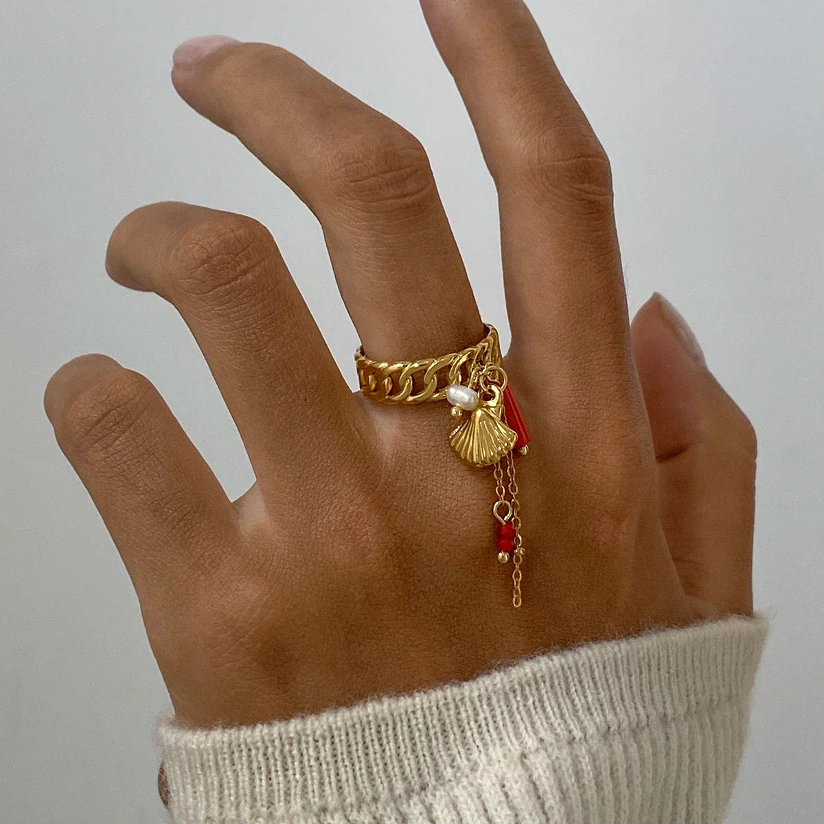 Chain Charm Ring