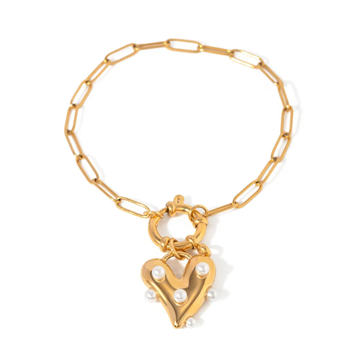 Pearl Heart Link Bracelet