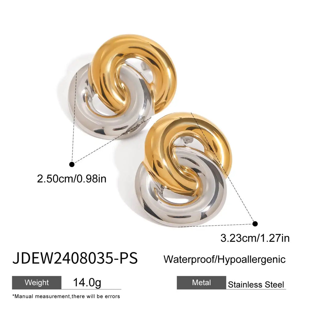 Dual-Tone Interlinked Earrings