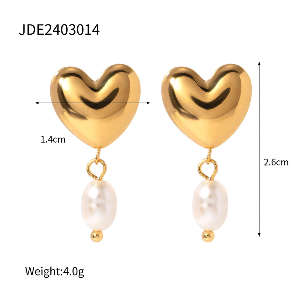 Pearl Heart Stud Earrings