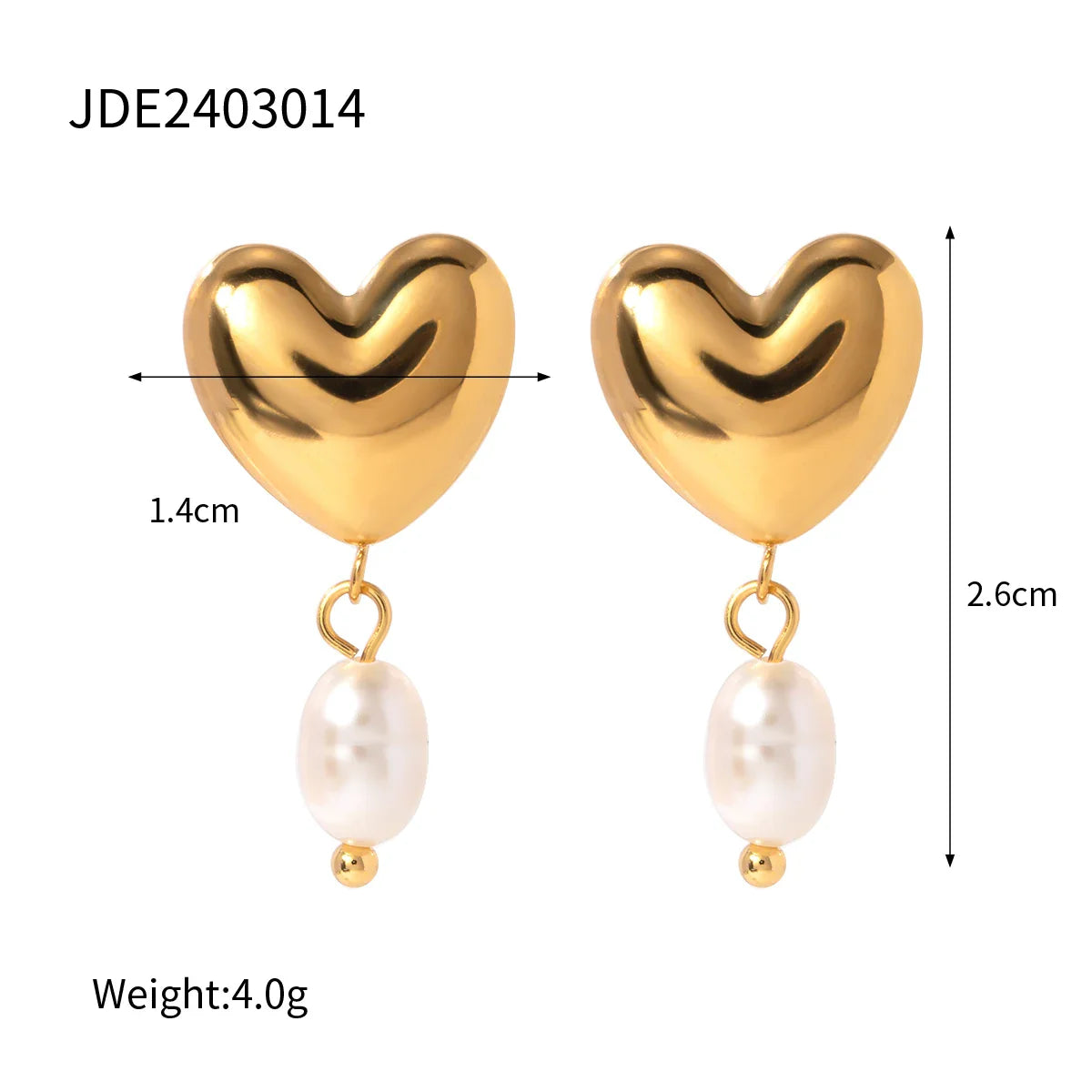 Pearl Heart Stud Earrings