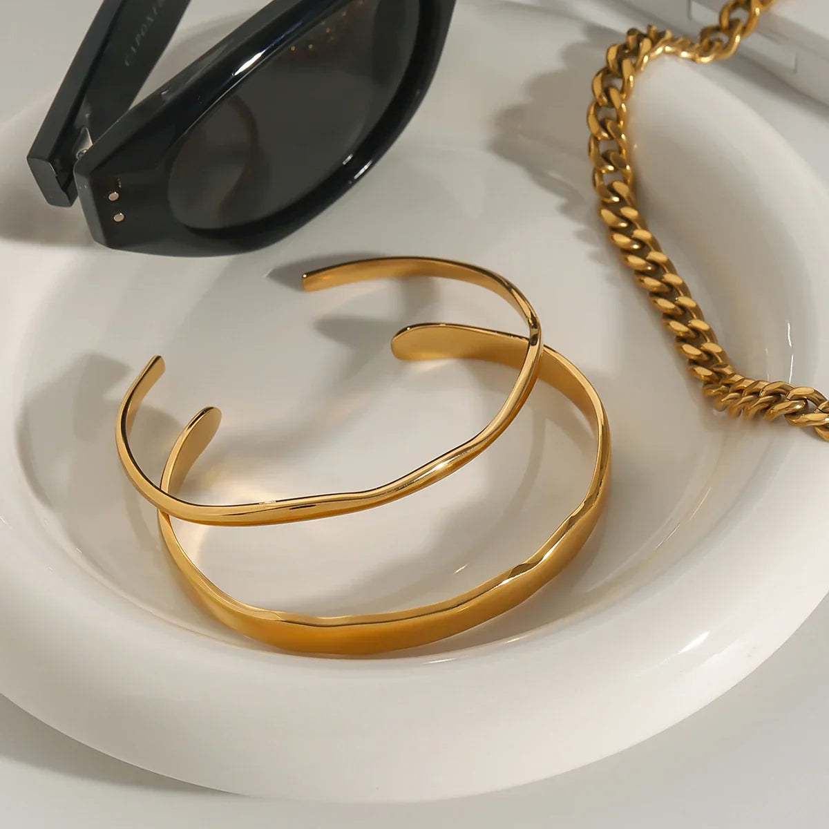 Wavy Gold Cuff Bracelet