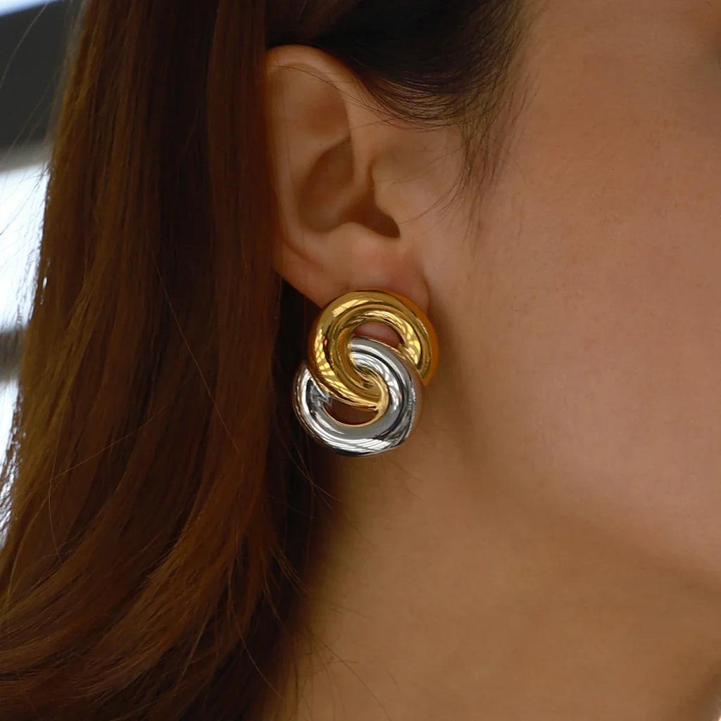 Dual-Tone Interlinked Earrings