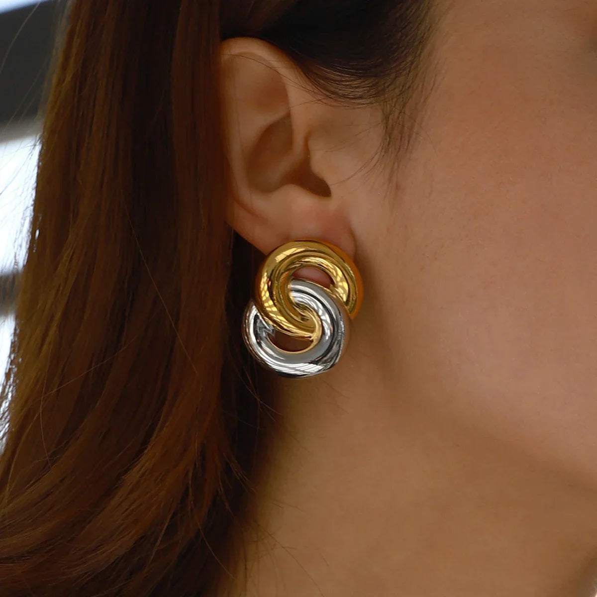 Dual-Tone Interlinked Earrings