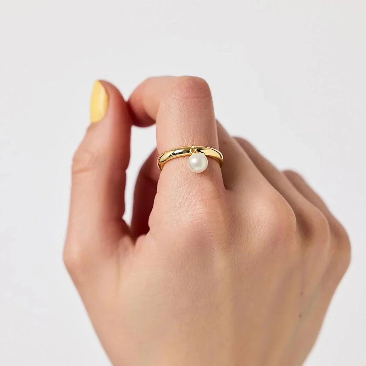 Gold Pearl Drop Ring