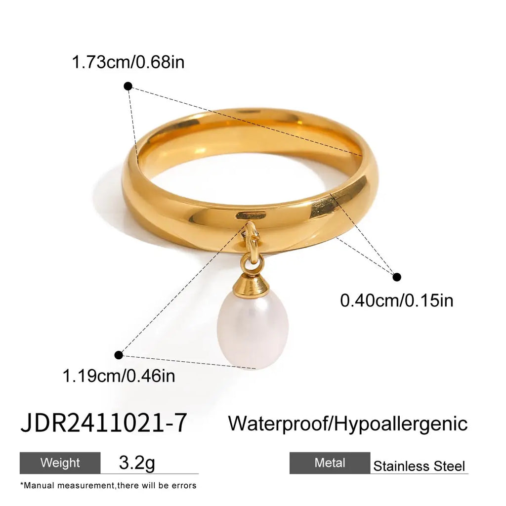 Gold Pearl Drop Ring