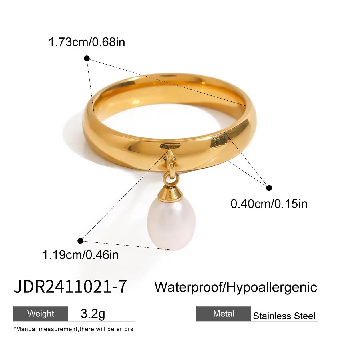 Gold Pearl Drop Ring